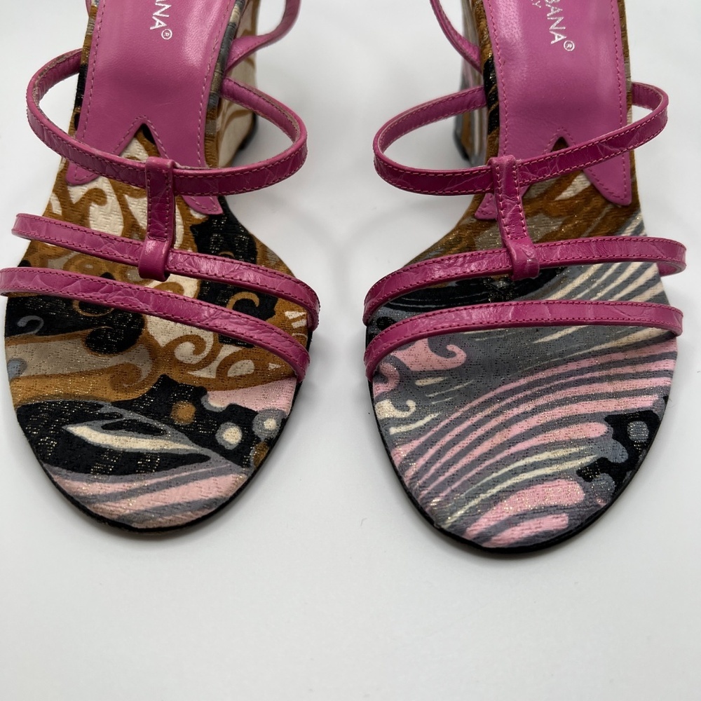 Dolce & Gabbana wedge sandal Pink Leather Strap Wedge Size 36 - Picture 3 of 14